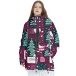 Christmas Santa Claus Women s Multi Pockets Zip Ski and Snowboard Waterproof Breathable Jacket