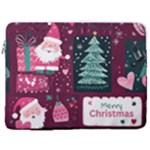 Christmas Santa Claus 17  Vertical Laptop Sleeve Case With Pocket