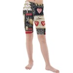 Christmas Reindeer Kids  Mid Length Swim Shorts