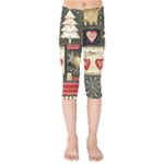 Christmas Reindeer Kids  Capri Leggings 