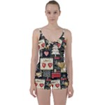 Christmas Reindeer Tie Front Two Piece Tankini