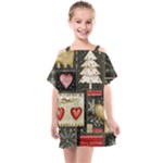 Christmas Reindeer Kids  One Piece Chiffon Dress