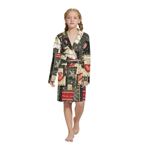 Christmas Reindeer Kids  Long Sleeve Velvet Lounge Robe from ArtsNow.com