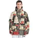 Christmas Reindeer Men s Multi Pockets Zip Ski and Snowboard Waterproof Breathable Jacket