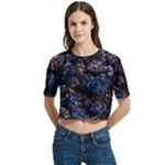 Rocky Lake Reflection  Women s Round Neck Short Sleeve Crop Top