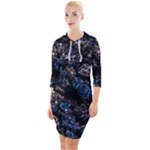 Rocky Lake Reflection  Quarter Sleeve Hood Bodycon Dress