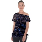 Rocky Lake Reflection  Off Shoulder Tie-Up T-Shirt