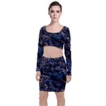 Rocky Lake Reflection  Long Sleeve Crop Top & Bodycon Skirt Set