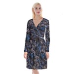 Rocky Lake Reflection  Long Sleeve Velvet Front Wrap Dress