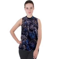 Mock Neck Chiffon Sleeveless Top 