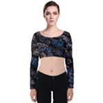 Rocky Lake Reflection  Velvet Long Sleeve Crop Top