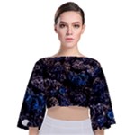 Rocky Lake Reflection  Tie Back Butterfly Sleeve Chiffon Top