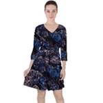 Rocky Lake Reflection  Quarter Sleeve Ruffle Waist Dress