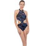 Rocky Lake Reflection  Halter Side Cut Swimsuit