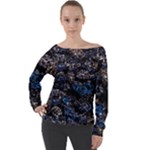 Rocky Lake Reflection  Off Shoulder Long Sleeve Velour Top