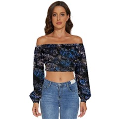 Long Sleeve Crinkled Weave Crop Top 