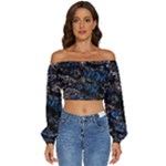 Rocky Lake Reflection  Long Sleeve Crinkled Weave Crop Top