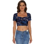 Rocky Lake Reflection  Short Sleeve Square Neckline Crop Top 