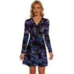 Rocky Lake Reflection  Long Sleeve Deep V Mini Dress 