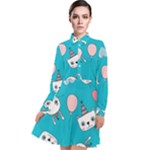 Birtay Cats Bunnies, Koteto Long Sleeve Chiffon Shirt Dress