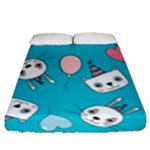 Birtay Cats Bunnies, Koteto Fitted Sheet (Queen Size)