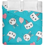 Birtay Cats Bunnies, Koteto Duvet Cover Double Side (King Size)