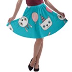 Birtay Cats Bunnies, Koteto A-line Skater Skirt