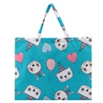 Birtay Cats Bunnies, Koteto Zipper Large Tote Bag