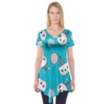 Birtay Cats Bunnies, Koteto Short Sleeve Tunic 