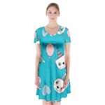 Birtay Cats Bunnies, Koteto Short Sleeve V-neck Flare Dress