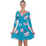 Birtay Cats Bunnies, Koteto Quarter Sleeve Skater Dress