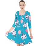 Birtay Cats Bunnies, Koteto Quarter Sleeve Front Wrap Dress