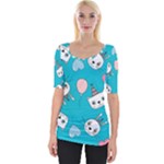 Birtay Cats Bunnies, Koteto Wide Neckline T-Shirt