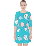 Birtay Cats Bunnies, Koteto Quarter Sleeve Pocket Dress