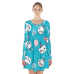 Birtay Cats Bunnies, Koteto Long Sleeve Velvet V-neck Dress