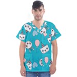 Birtay Cats Bunnies, Koteto Men s V-Neck Scrub Top