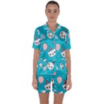 Birtay Cats Bunnies, Koteto Satin Short Sleeve Pajamas Set