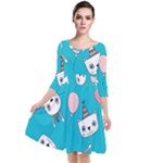 Birtay Cats Bunnies, Koteto Quarter Sleeve Waist Band Dress