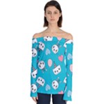 Birtay Cats Bunnies, Koteto Off Shoulder Long Sleeve Top