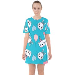 Sixties Short Sleeve Mini Dress 