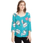 Birtay Cats Bunnies, Koteto Chiffon Quarter Sleeve Blouse