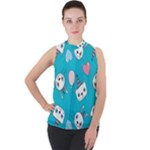 Birtay Cats Bunnies, Koteto Mock Neck Chiffon Sleeveless Top