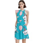 Birtay Cats Bunnies, Koteto Cocktail Party Halter Sleeveless Dress With Pockets