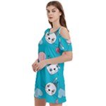 Birtay Cats Bunnies, Koteto Women s Cold Shoulder Round Neck Mini Dress