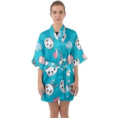 Half Sleeve Satin Kimono  