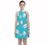 Birtay Cats Bunnies, Koteto Velvet Halter Neckline Dress 