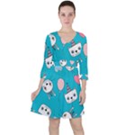 Birtay Cats Bunnies, Koteto Quarter Sleeve Ruffle Waist Dress