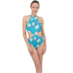 Birtay Cats Bunnies, Koteto Halter Side Cut Swimsuit