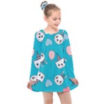 Birtay Cats Bunnies, Koteto Kids  Long Sleeve Dress