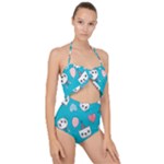 Birtay Cats Bunnies, Koteto Scallop Top Cut Out Swimsuit